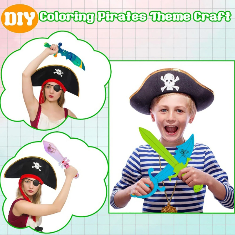 16pcs Kids Wooden Pirate Theme - مراجعة Cosplay Prop Painting وسعره