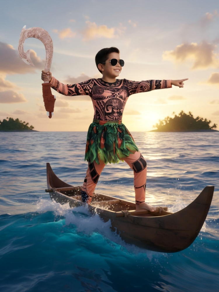 Summer Moana Maui Kids Boys Co - مراجعة Cosplay Prop Pattern وسعره