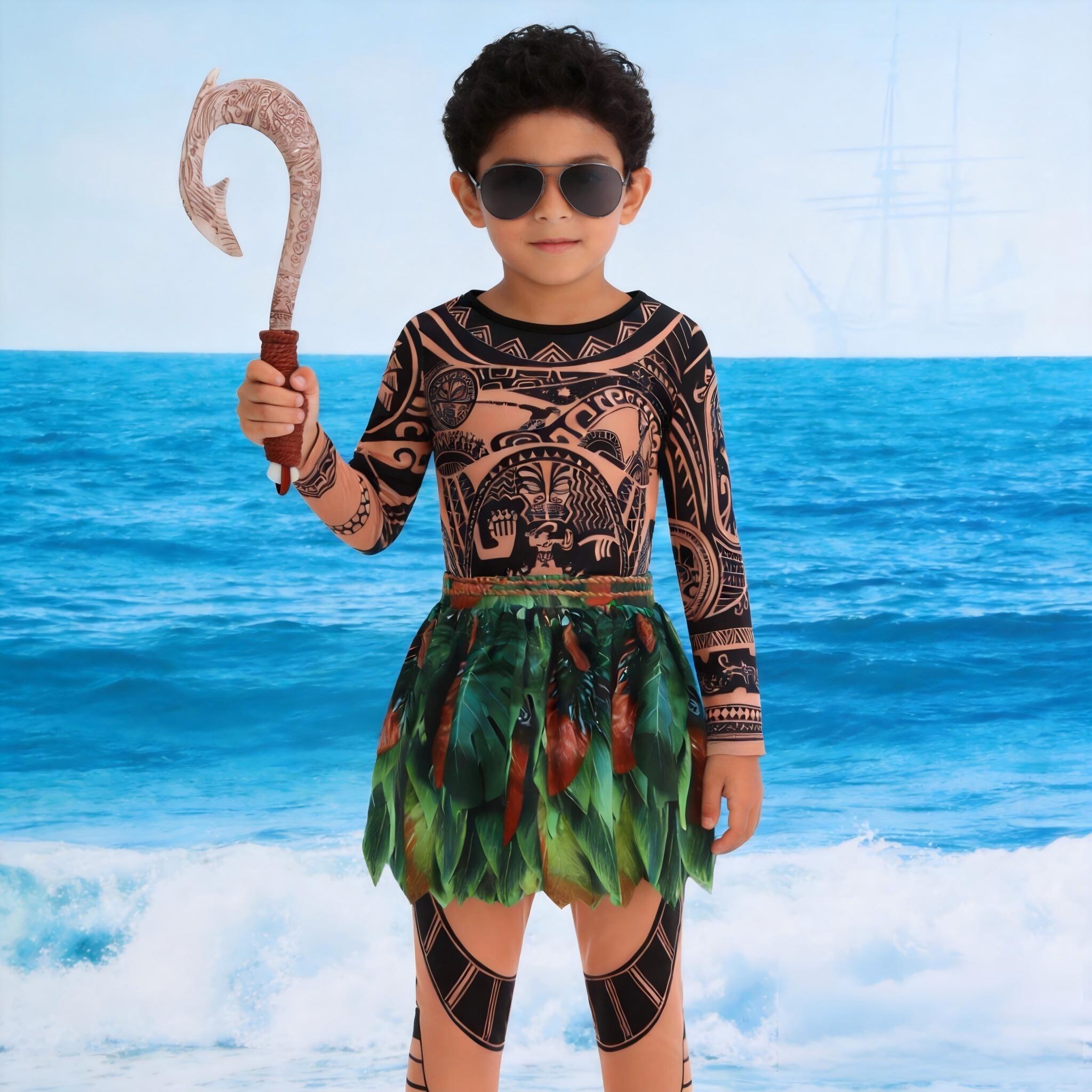 Summer Moana Maui Kids Boys Co - مراجعة Cosplay Prop Pattern وسعره