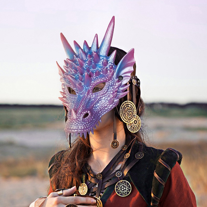 Pearl Blue Dragon Mask 3D Prin - مراجعة Cosplay Prop Blueprints وسعره