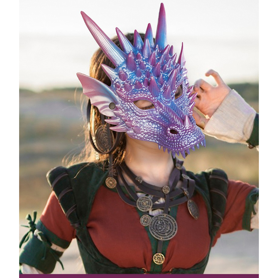 Pearl Blue Dragon Mask 3D Prin - مراجعة Cosplay Prop Blueprints وسعره