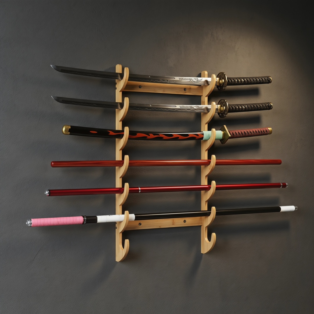 8-Layers Wall Sword Storage Sh - مراجعة Cosplay Prop Katana وسعره